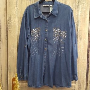 Erica Brooke Tops - Embellished Chambray Shirt Erica Brooke Tops - Embellished Chambray Shirt